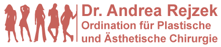 Silhouetten von Frauen in verschiedenen Positionen und text: Ordination für Plastische und Ästhetische Chirurgie Wien in rosarote Farbe